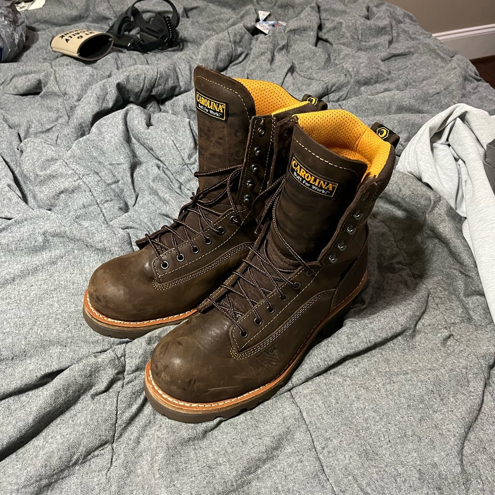 Carolina Men's Dark Brown Leather safety toe Boots
